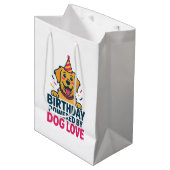 Birthday Powered by Dog Love Illustration ミディアムペーパーバッグ (正面アングル)