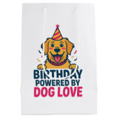 Birthday Powered by Dog Love Illustration ミディアムペーパーバッグ (裏面)