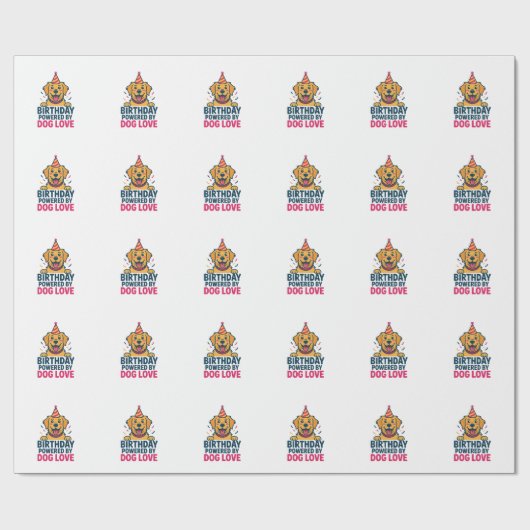 Birthday Powered by Dog Love Illustration ラッピングペーパー (フラット)