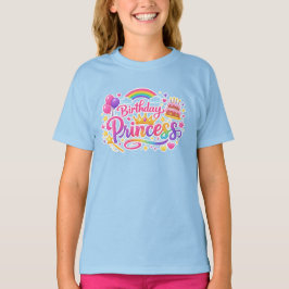Birthday Princess Rainbow Party Girls T-Shirt Tシャツ