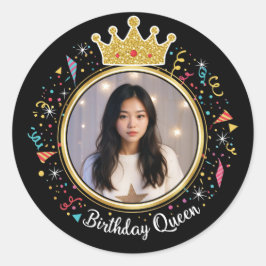 Birthday Queen Gold Crown PCreate Your Own Sticker ラウンドシール
