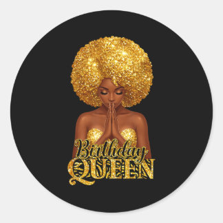 Birthday queen praying woman afro curly black girl ラウンドシール