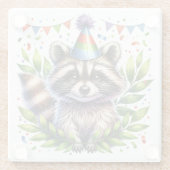 Birthday Raccoon Kids, birthday party, fun design ガラスコースター (裏面)