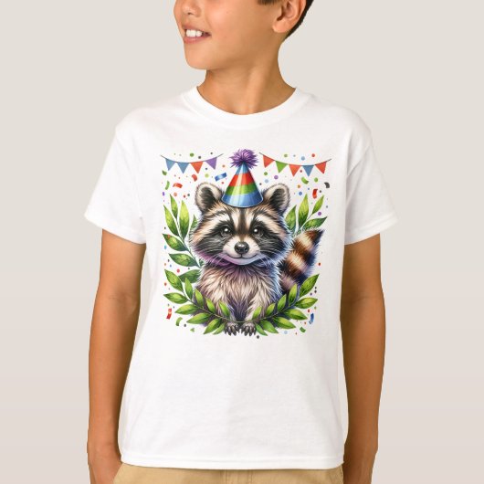 Birthday Raccoon Kids, birthday party, fun design Tシャツ (正面)
