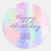 Birthday rainbow pink glitter dust hugs kisses  ラウンドシール (正面)