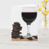 Birthday Red Wine and Dark Chocolate カード (黄色い花)