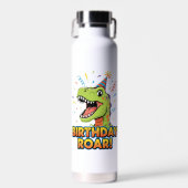Birthday Roar Cute Dinosaur Birthday Party Design ウォーターボトル (正面)