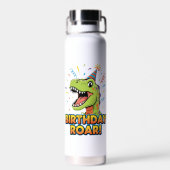 Birthday Roar Cute Dinosaur Birthday Party Design ウォーターボトル (背面)