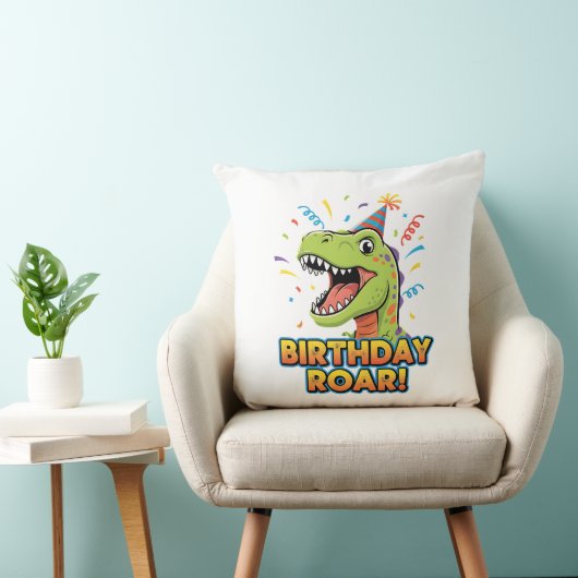 Birthday Roar Cute Dinosaur Birthday Party Design クッション (椅子)