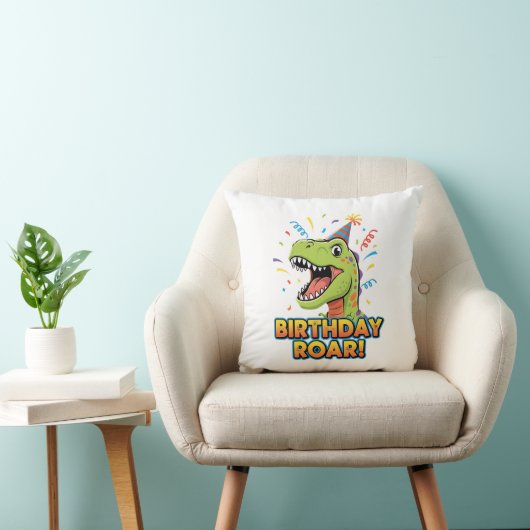Birthday Roar Cute Dinosaur Birthday Party Design クッション (椅子)