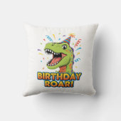 Birthday Roar Cute Dinosaur Birthday Party Design クッション (裏面)