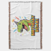 Birthday Roar Cute Dinosaur Birthday Party Design スローブランケット (正面縦)