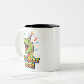 Birthday Roar Cute Dinosaur Birthday Party Design ツートーンマグカップ (正面左)