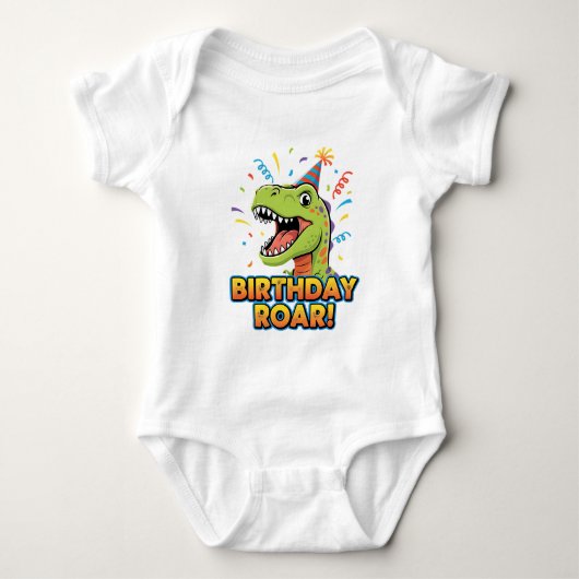 Birthday Roar Cute Dinosaur Birthday Party Design ベビーボディスーツ (正面)