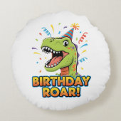 Birthday Roar Cute Dinosaur Birthday Party Design ラウンドクッション (裏面)
