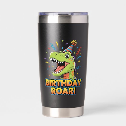 Birthday Roar Cute Dinosaur Birthday Party Design 保温保冷タンブラー (正面)