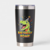 Birthday Roar Cute Dinosaur Birthday Party Design 保温保冷タンブラー (背面)