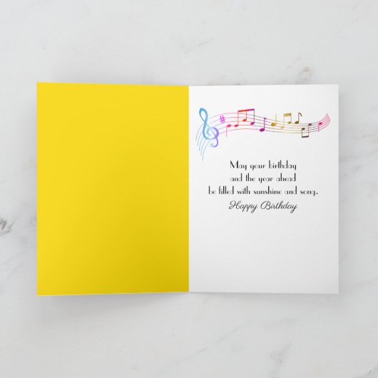 Birthday Robin Singing Into a Daffodil カード (内部)