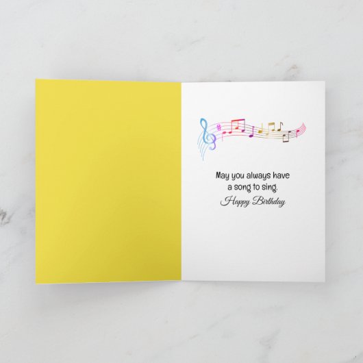 Birthday Robin Singing into a Spring Daffodil カード (内部)