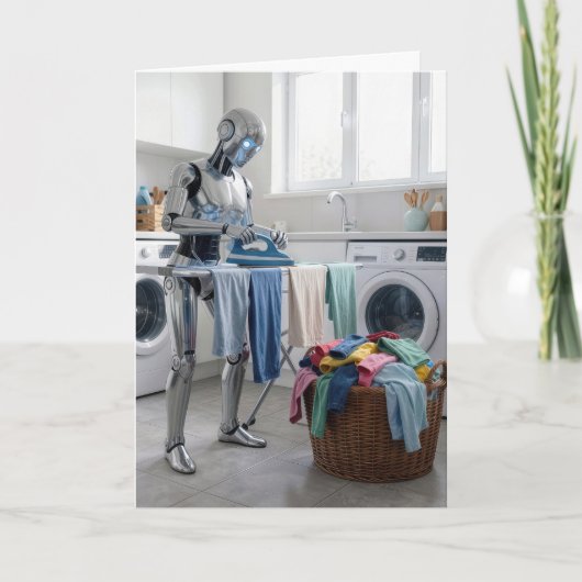Birthday Robot Ironing Clothes カード (正面)