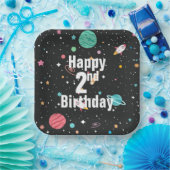 Birthday Rocket Ships and Planets  ペーパープレート (パーティー)