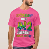 Birthday Roller Skating 12Th Girl Rollin Into 12 S Tシャツ (正面)