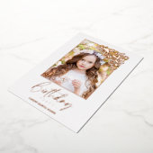 Birthday Romantic Rose Gold Floral Frame Photo 箔招待状 (回転した状態)