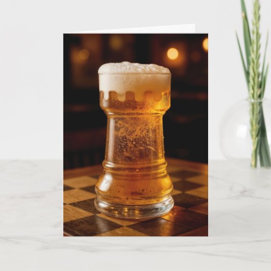 Birthday Rook Chess Piece Beer Glass カード (正面)