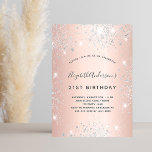 Birthday rose gold silver glitter elegant インビテーションポストカード<br><div class="desc">A modern, stylish and glamorous invitation for a 21st (or any age) birthday party. A faux rose gold metallic looking background with faux silver glitter dust. The name is written with a modern gray colored hand lettered style script. Personalize and add your party details. Back: rose gold background, postcard design....</div>