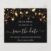 Birthday rose gold stars budget save the date チラシ (正面)