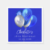 Birthday royal blue balloons スタンダードカクテルナプキン (正面)
