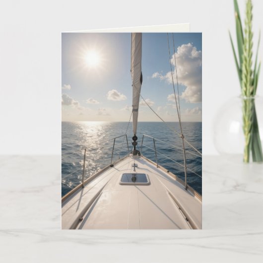 Birthday Sailboat On Calm Ocean Water カード (正面)