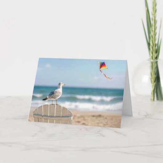 Birthday Seagull Flying a Kite カード (正面)