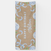 Birthday Sign, Kraft Colored Blue Hydranagea 横断幕 (縦)