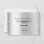 Birthday silver glitter sparkles photo glam サンキューカード (裏面)