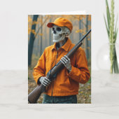 Birthday Skeleton Deer Hunter Carrying a Rifle カード (正面)