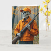 Birthday Skeleton Deer Hunter Carrying a Rifle カード (黄色い花)