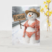 Birthday Snow Lady Hitchhiking With Sign カード (黄色い花)