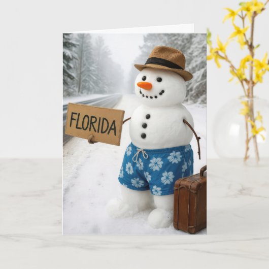 Birthday Snowman Hitchhiking to Florida カード (黄色い花)