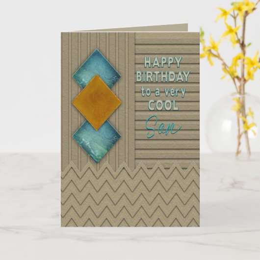 Birthday, Son,  Modern Texture-like Pattern カード (黄色い花)