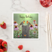 Birthday Songbirds On a Post With Coneflowers スタンダードカクテルナプキン (インサイチュ)