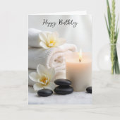 Birthday Spa Towels With Magnolia Blossoms カード (正面)