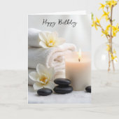 Birthday Spa Towels With Magnolia Blossoms カード (黄色い花)
