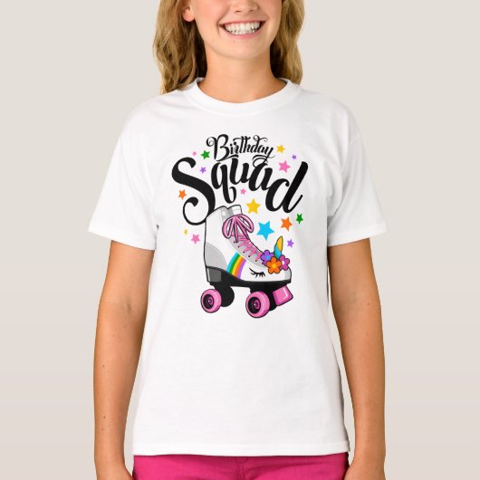 Birthday squad, unicorn, roller skate  tシャツ (正面)