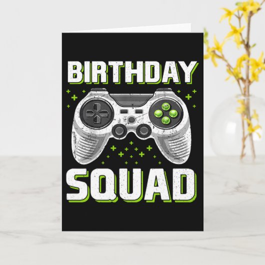 Birthday Squad Video Game Controller For Gamer Boy カード (黄色い花)