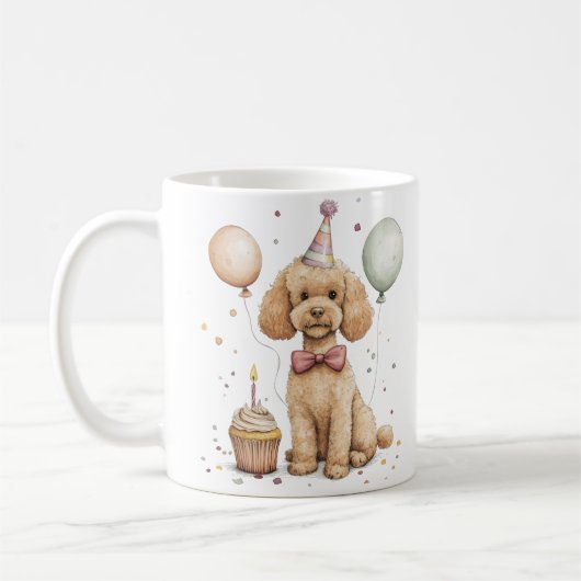 Birthday Standard Poodle Dog コーヒーマグカップ (左)
