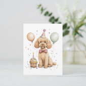 Birthday Standard Poodle Dog ポストカード (スタンド正面)