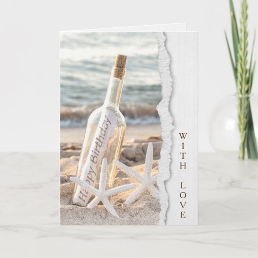 Birthday Starfish with Message in a Bottle カード (正面)