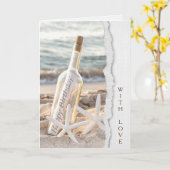 Birthday Starfish with Message in a Bottle カード (黄色い花)
