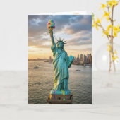 Birthday Statue of Liberty With Ice Cream Cone カード (黄色い花)